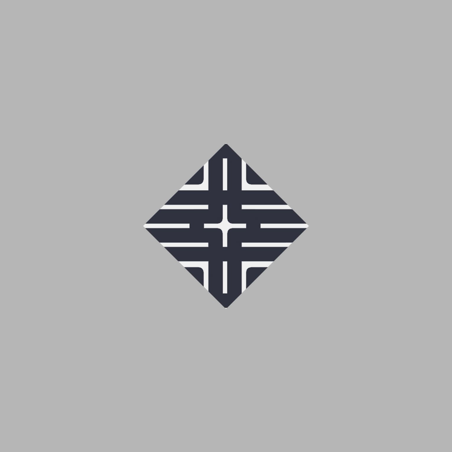 Black linework collection navy diamond with cross pattern, the structural mark of the family