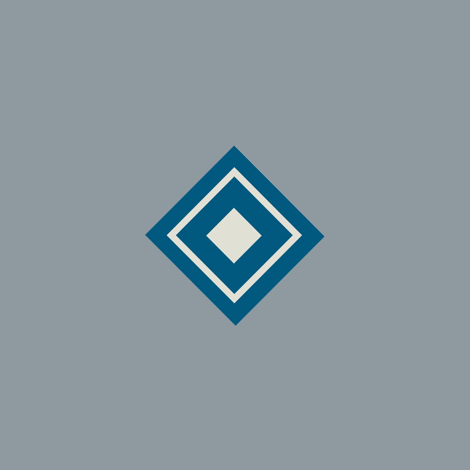Clean blue diamond accent mark on grey-blue, the simplest geometric form in the blue family