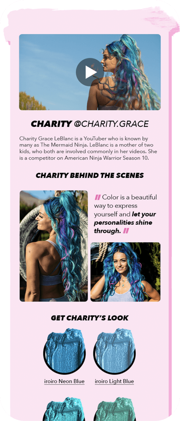 You By Sally influencer bio page variant on mobile — second cast member with their signature shade