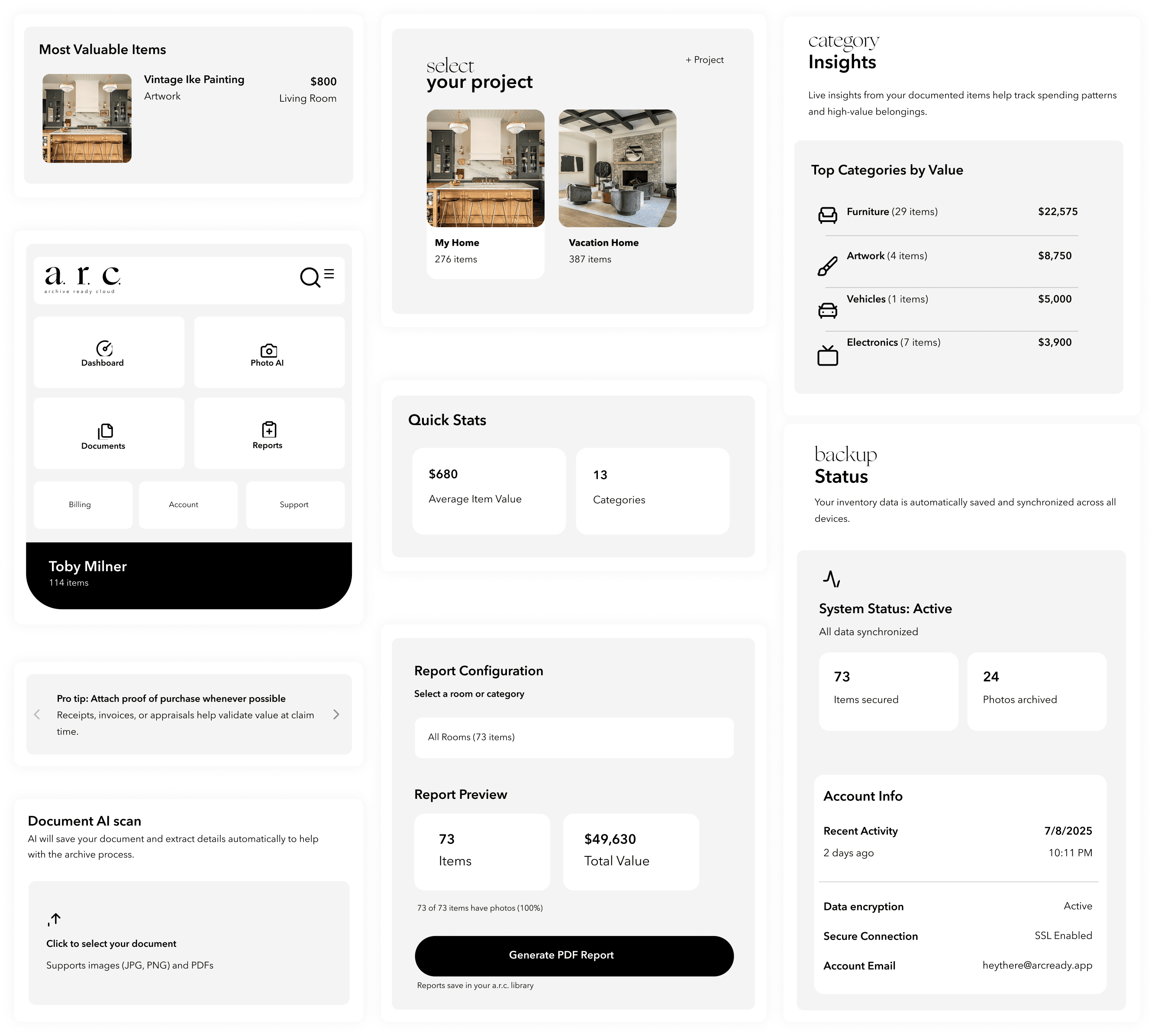 App interface components