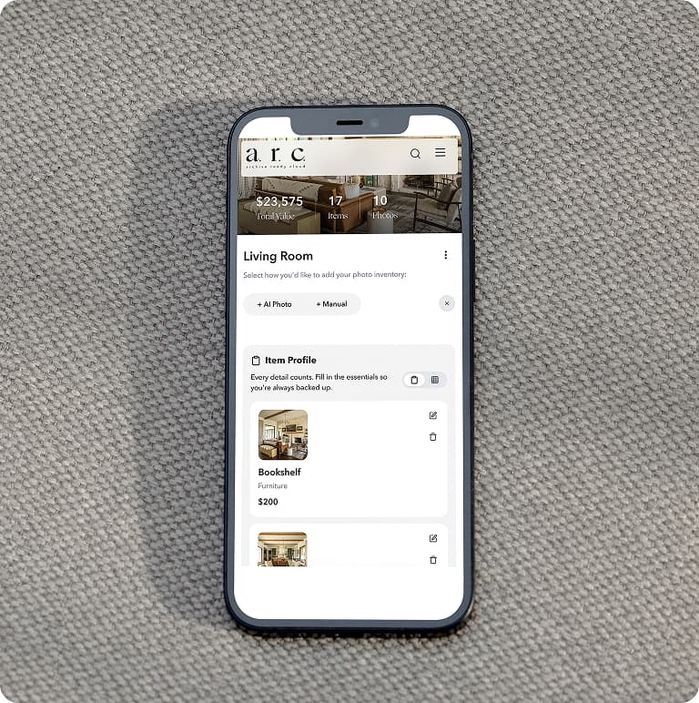 A.R.C. app — item detail view