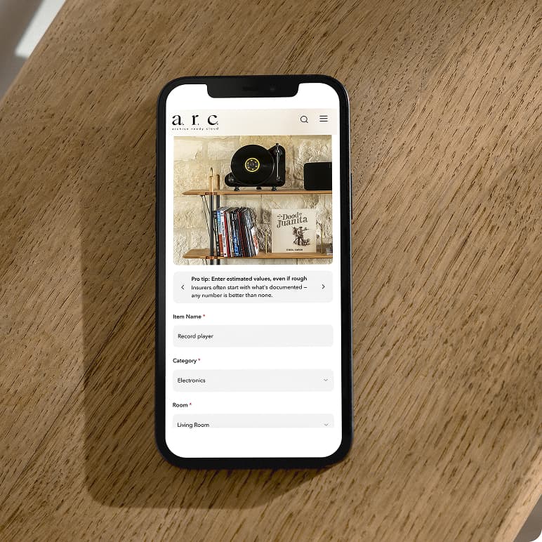 A.R.C. app — smartphone mockup