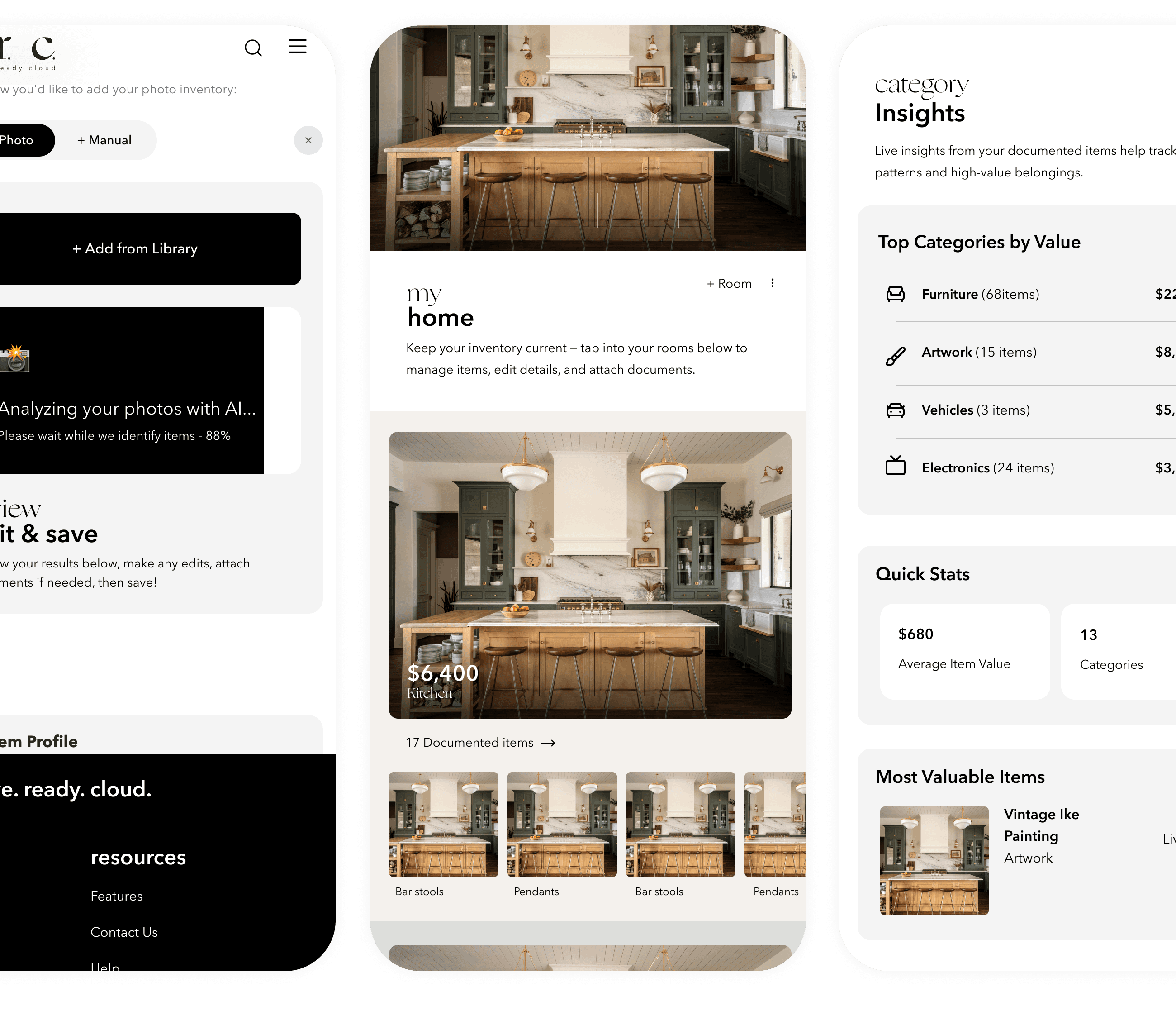 A.R.C. mobile app screens overview