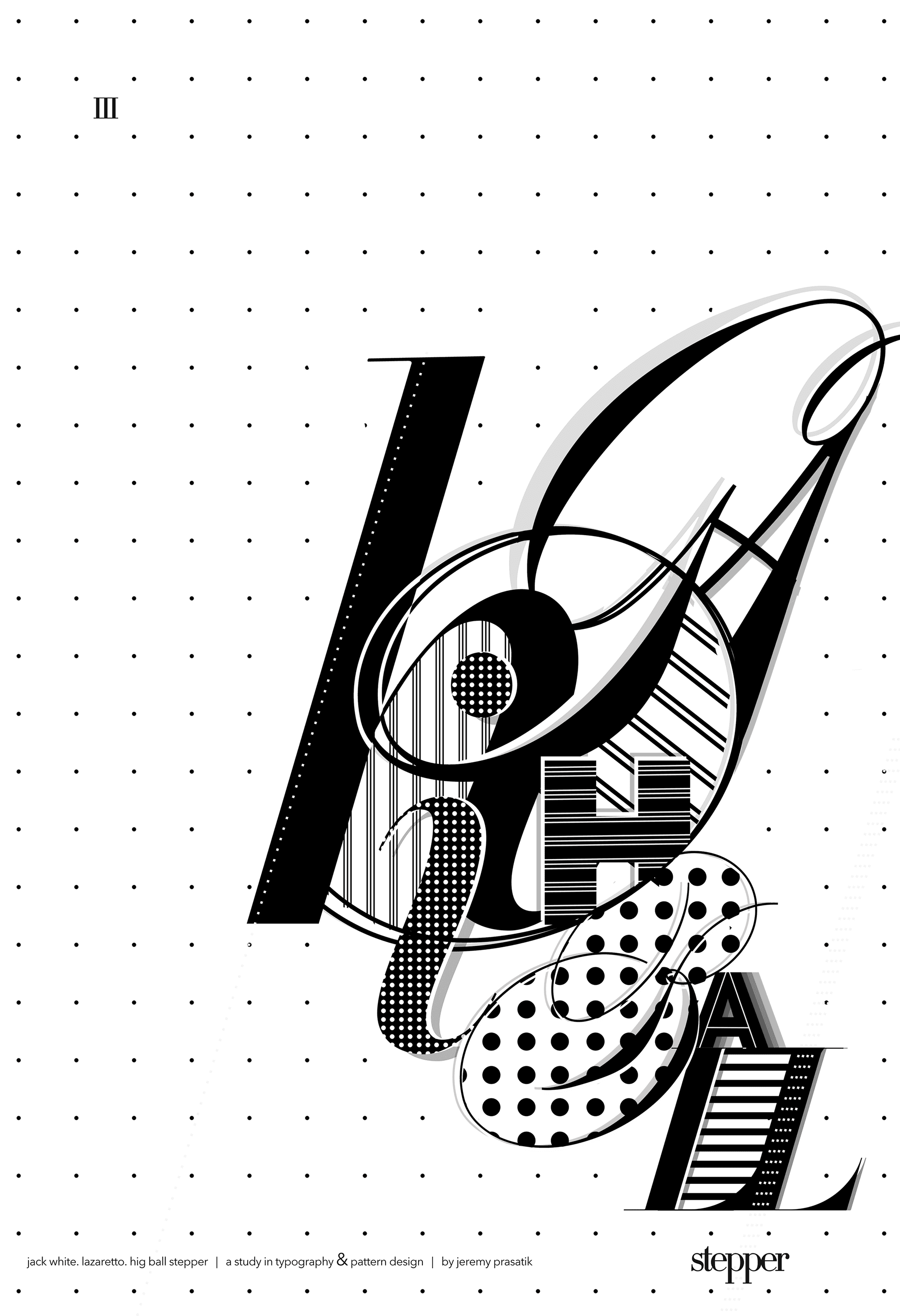 Typography & Patterns, stepper poster, flat artwork with bold geometric letterforms