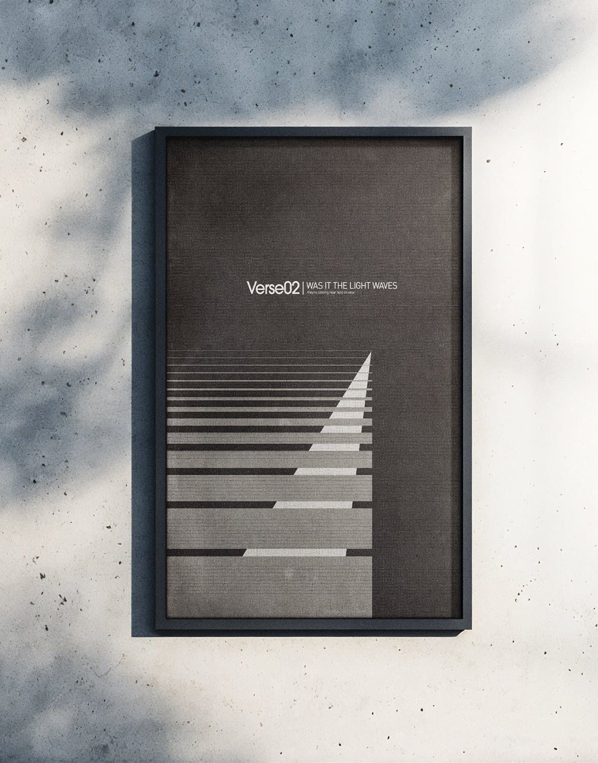 Verse02 Was It The Light Waves print, abstract striped pyramid composition in greys