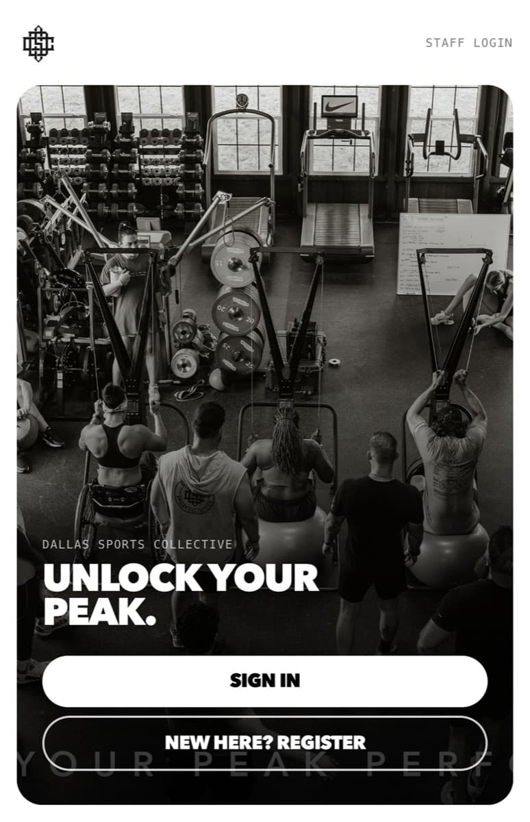 DSC athlete login screen, Unlock Your Peak