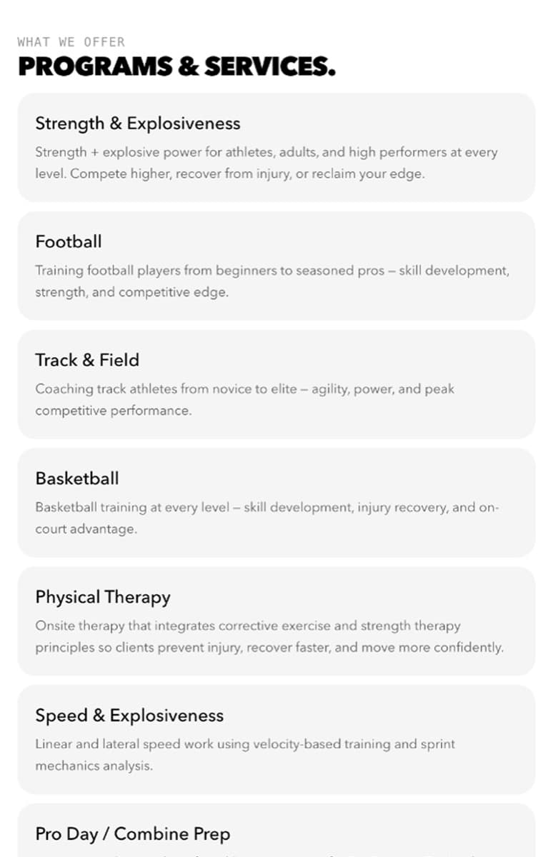 DSC athlete app program and services list