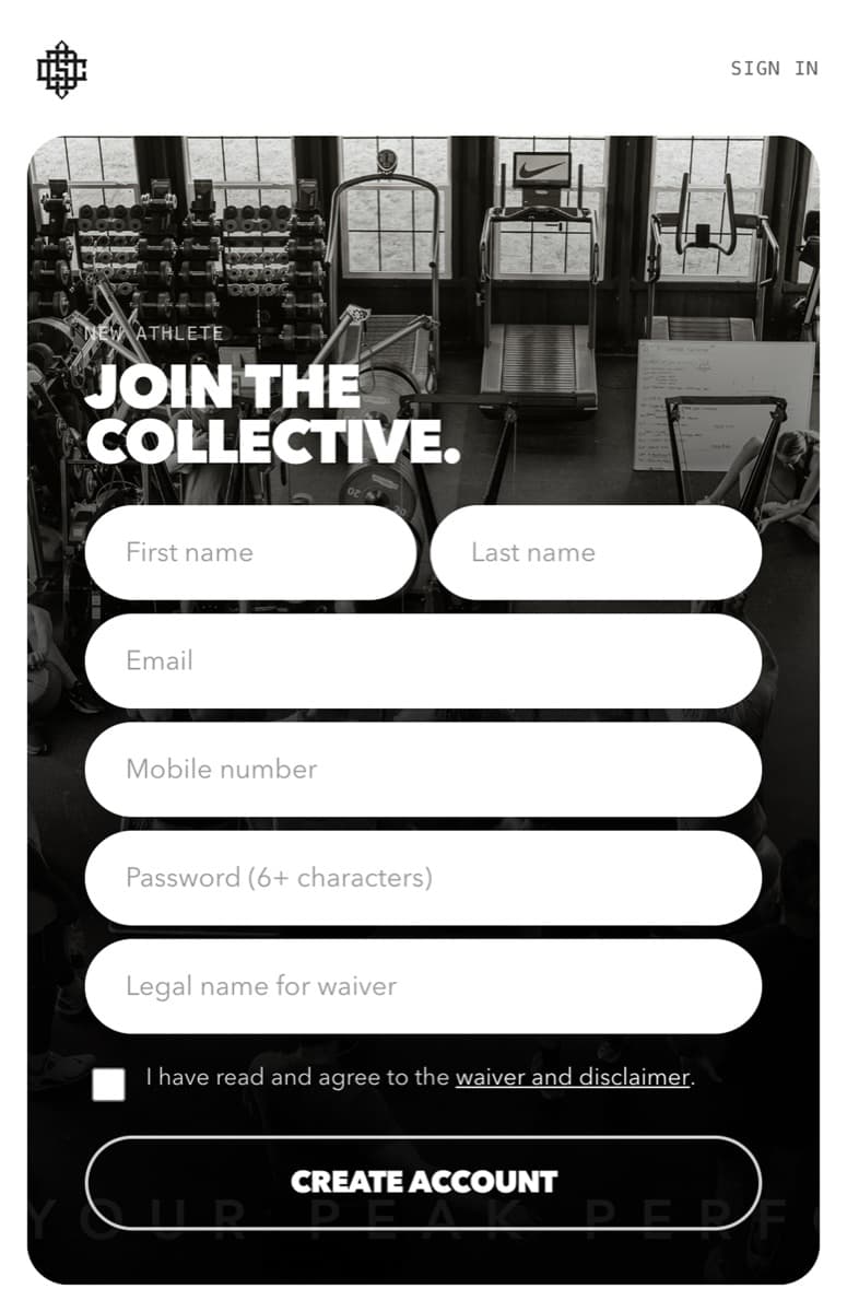 DSC registration form, Join the Collective
