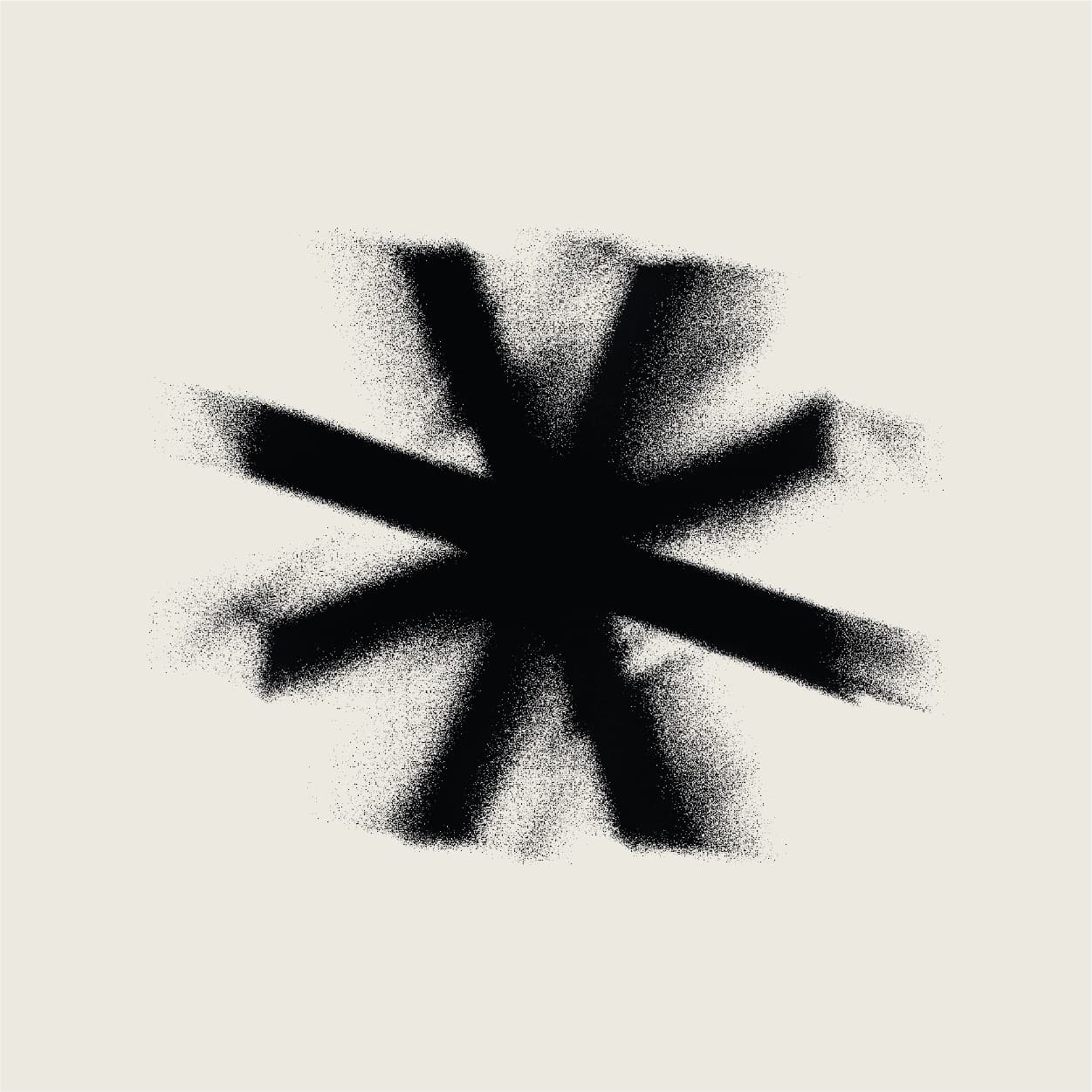 Black spray-paint asterisk mark centered on a cream background