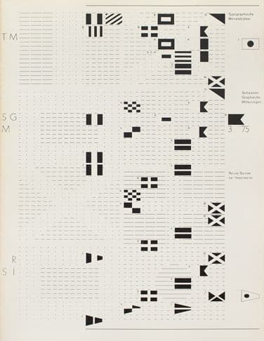 Swiss typographic poster with maritime signal flags arranged on a grid
