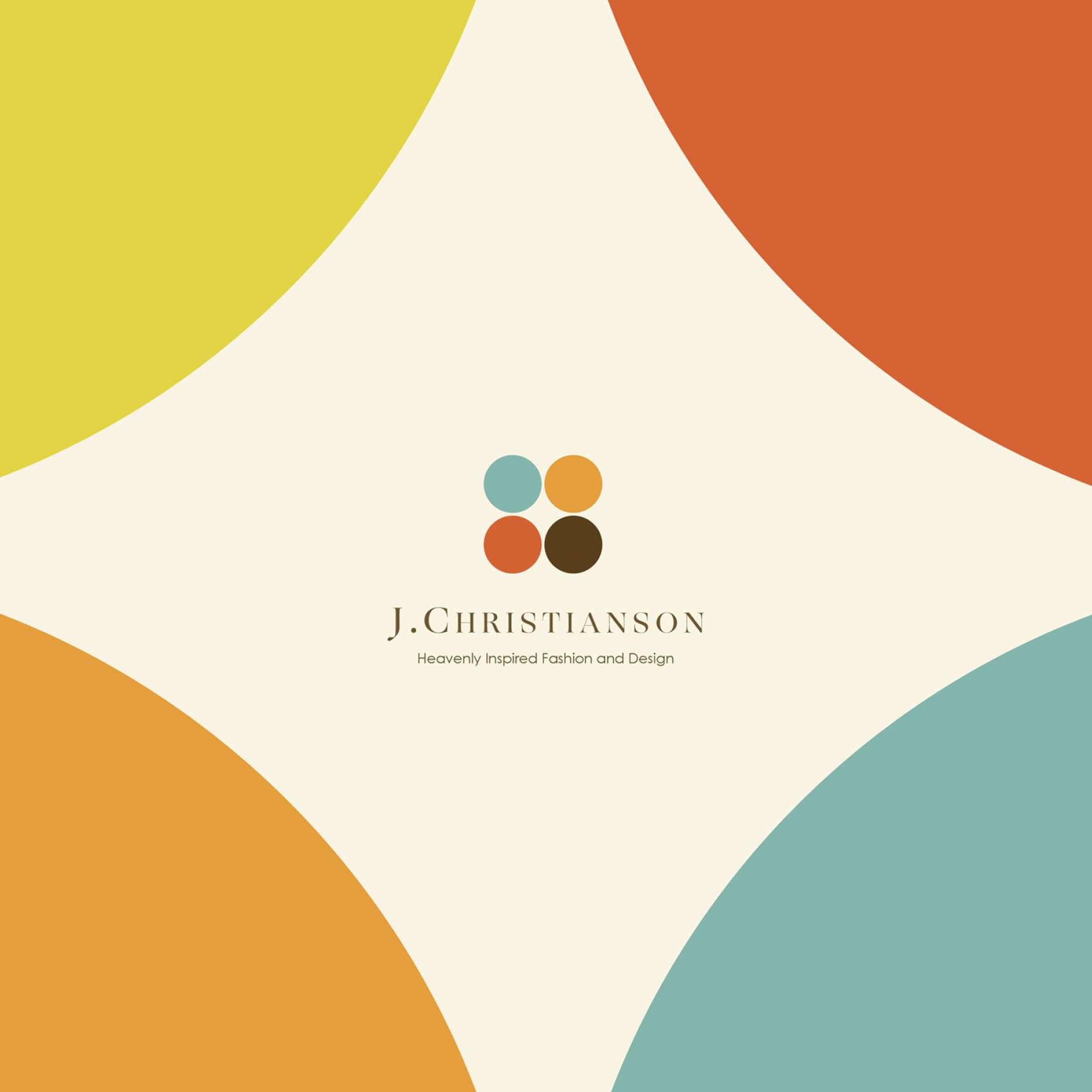 J. Christianson brand pattern, four organic color shapes with logo centered