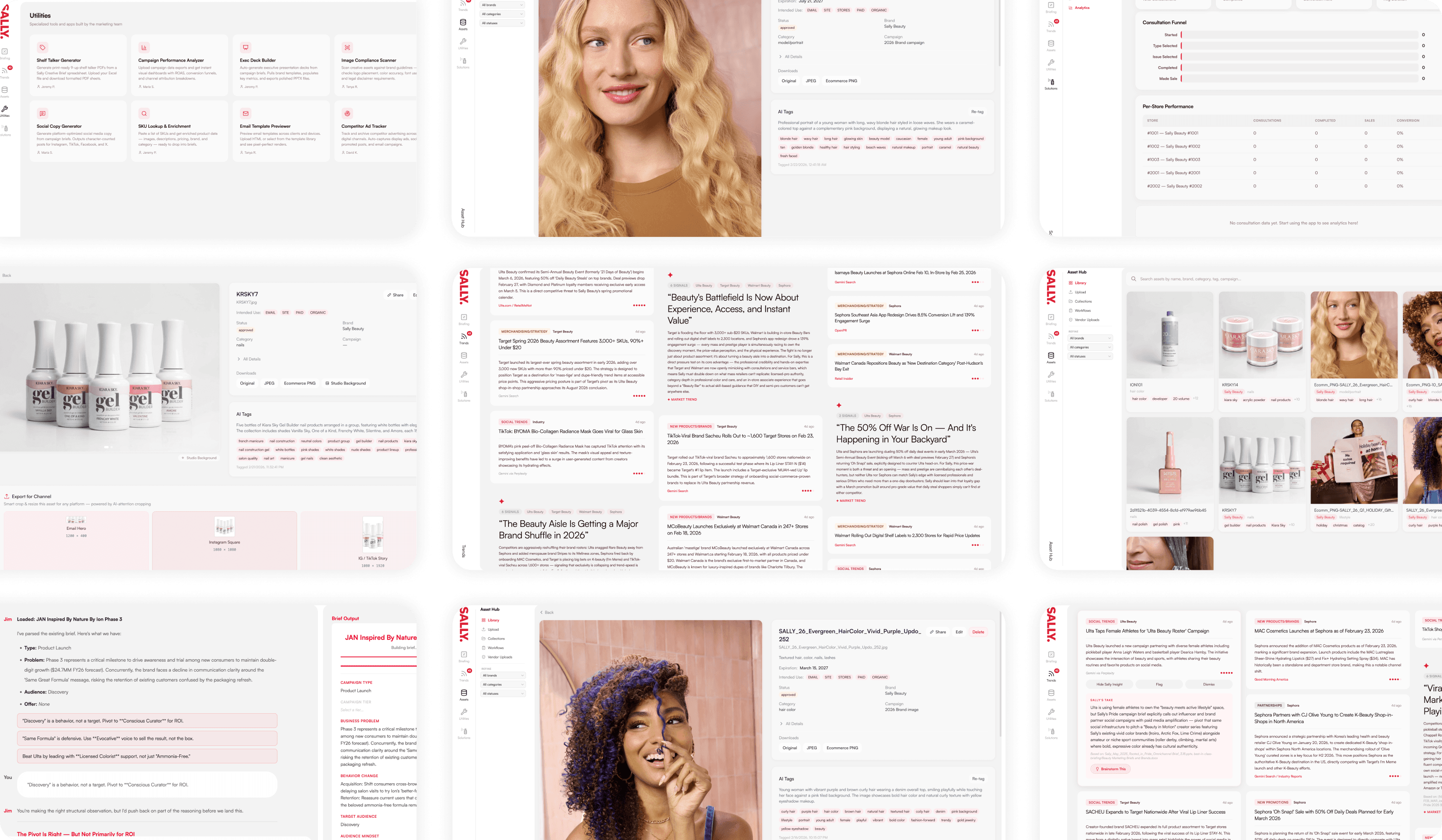 Sally Marketing OS, five connected platforms overview
