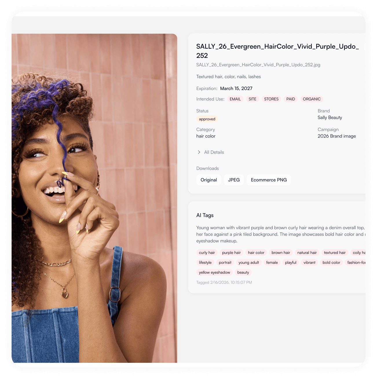 Asset Hub, AI tagging and metadata on model photography
