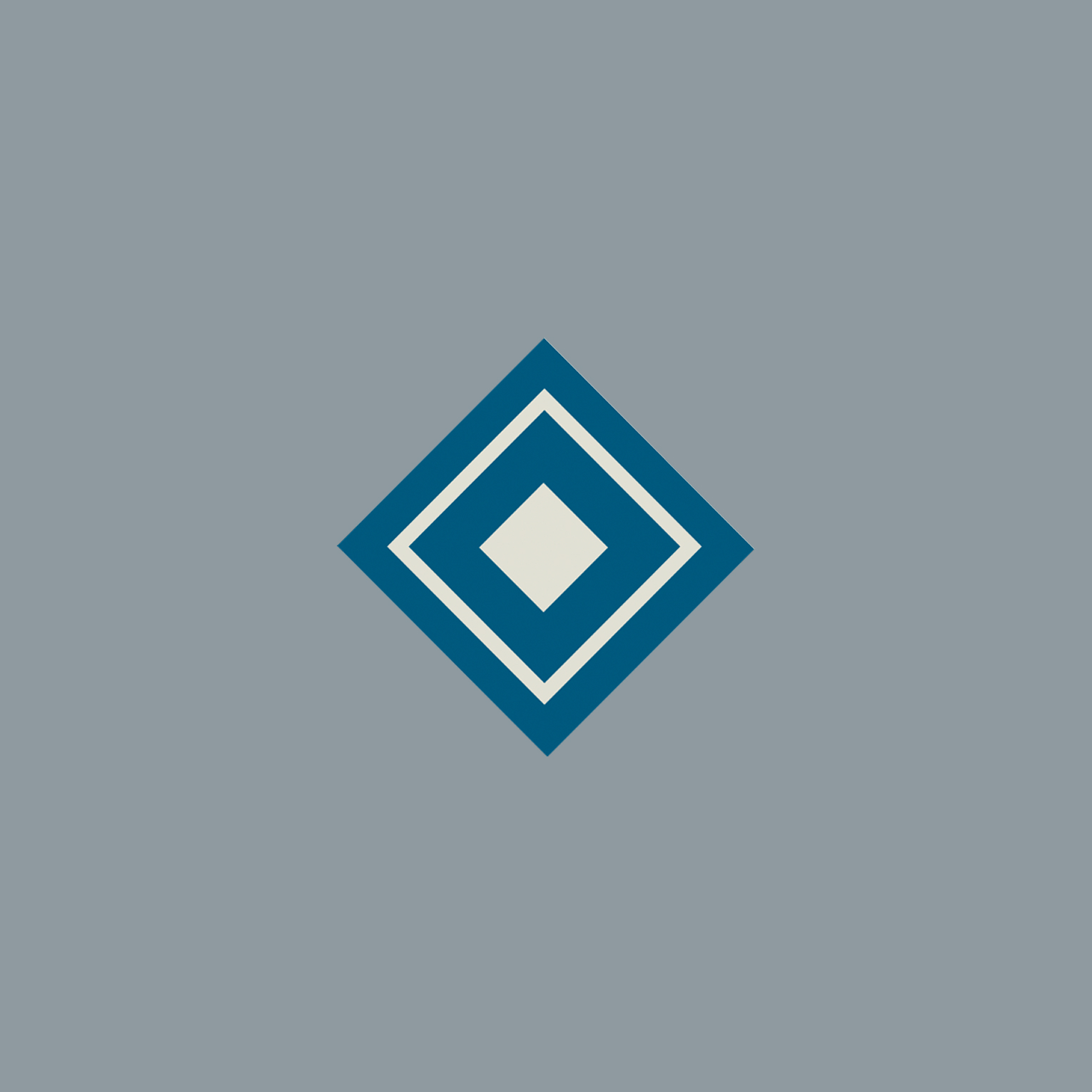Clean blue diamond accent mark on grey-blue, the simplest geometric form in the blue family
