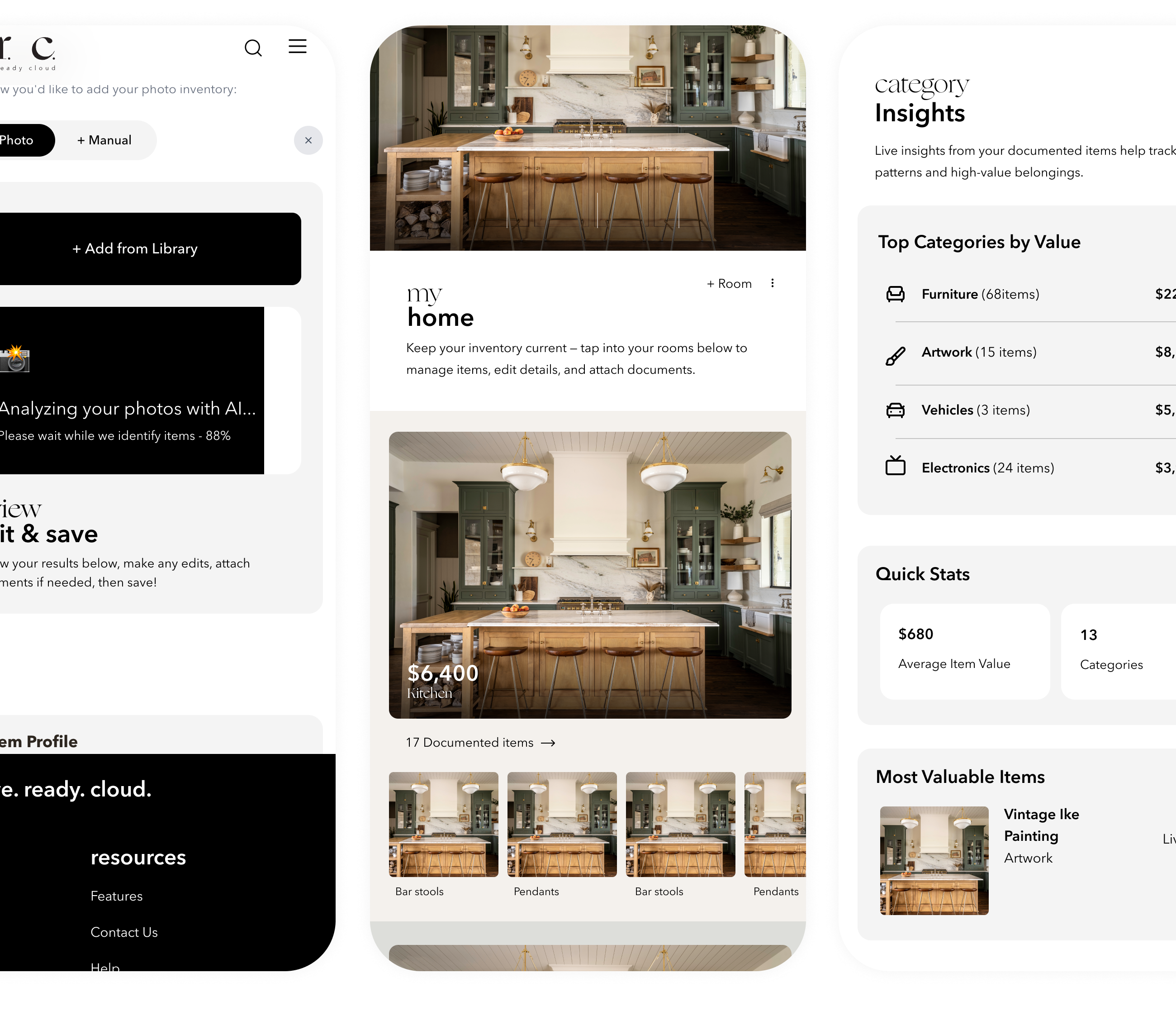 A.R.C. mobile app screens overview