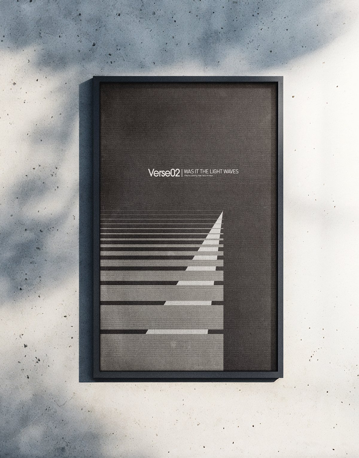 Verse02 Was It The Light Waves print, abstract striped pyramid composition in greys