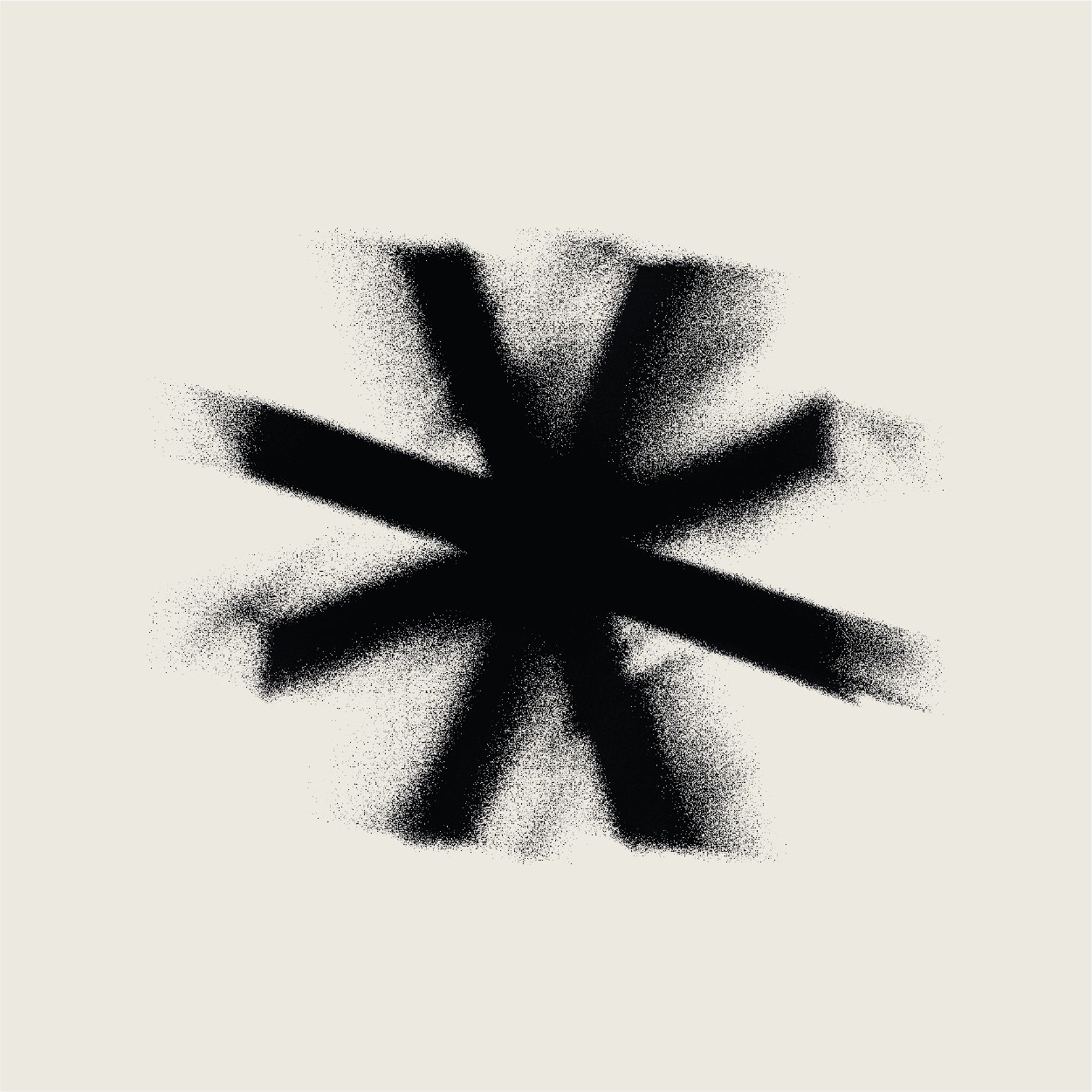 Black spray-paint asterisk mark centered on a cream background