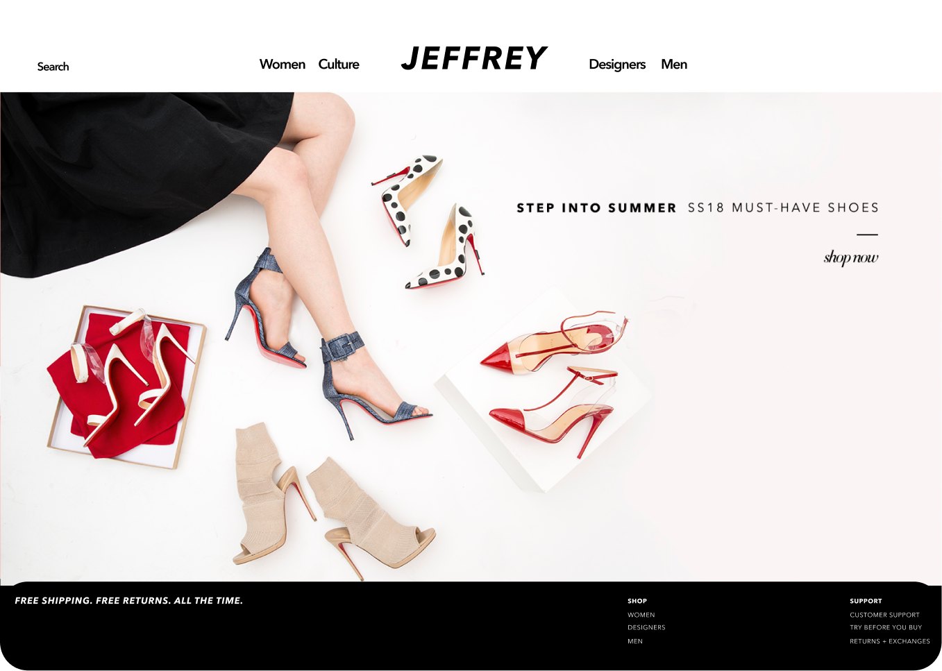 Jeffrey New York homepage, Step Into Summer must-have shoes