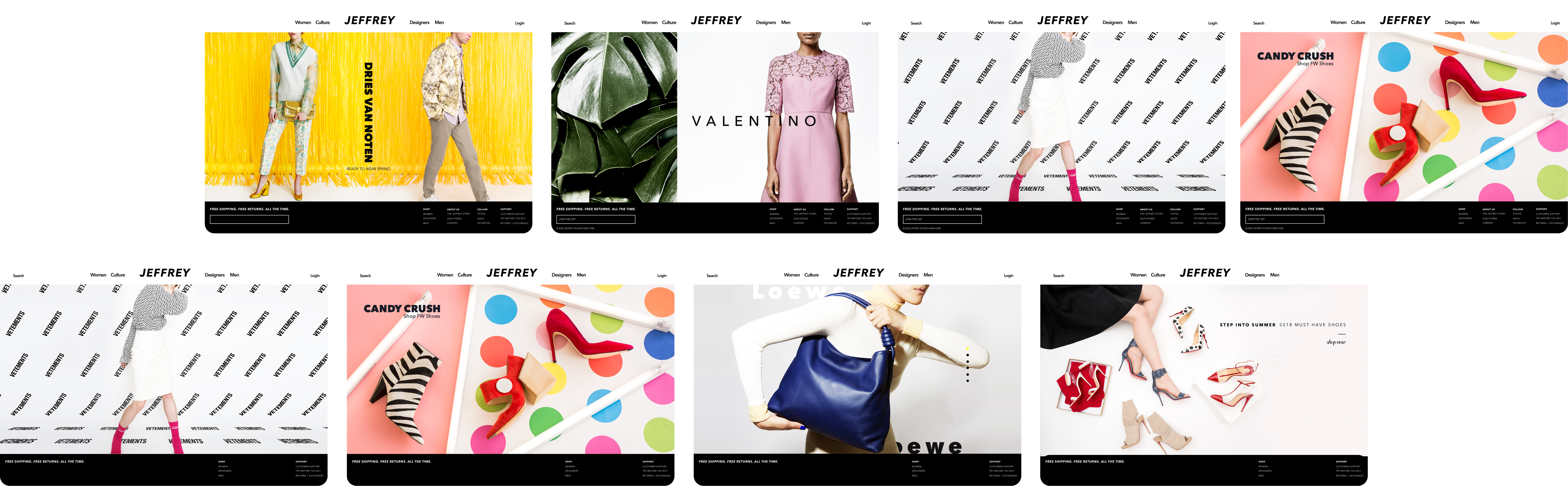Jeffrey New York site in context — homepage with editorial hero and curated grid