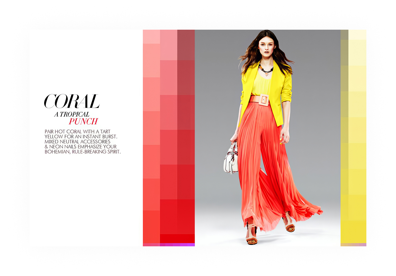 Neiman Marcus InSite, Coral color story with pink and yellow stripe accents